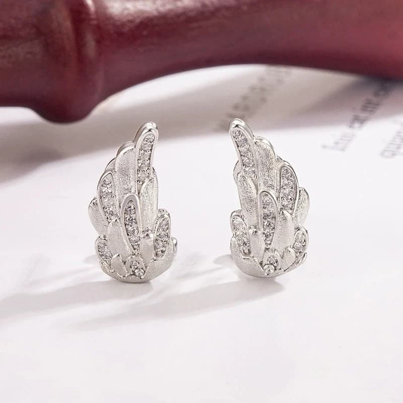 Nuovo Coreano Scintillante Zircone Orecchino Squisito Spazzolato Ala Orecchini Temperamento High-end 925 Orecchini In Argento per Le Donne KOFSAC