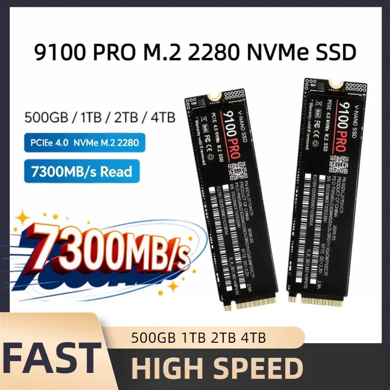 New 2026 9100 PRO M.2 2280 NVMe SSD PCIe4.0 7300MB/s TLC 3D NAND 500‑4TB Solid State Storage for PS5 Gaming PC Desktop