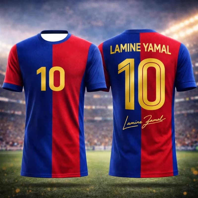 Nuova Maglia da Calcio Stampata in 3D Lamine Yamal 2026, T-Shirt Sportiva Traspirante ad Asciugatura Rapida per l'Estate e l'Uso all'Aperto