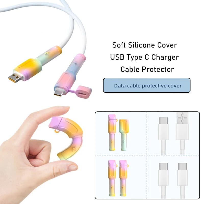 Silicone Soft Silicone Case Cable Protection for Charger Type C Practical accessories USB Type C cable protection
