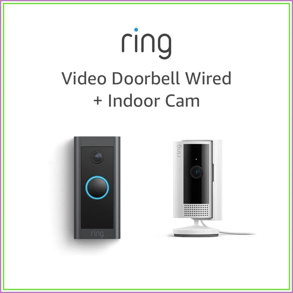 Indoor Security Camera with Video Doorbell Wired, 1080p HD, Motion Detection, Two-Way Audio, Night Vision, Works with Alexa