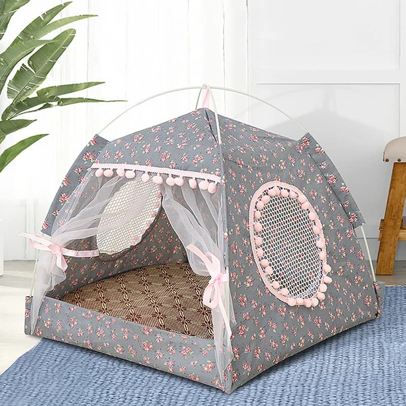 Tenda per lettiera per cani e gatti traspirante Cuccia pieghevole universale per interni Teepee per animali domestici Tenda per cuccioli traspirante Letto per cani