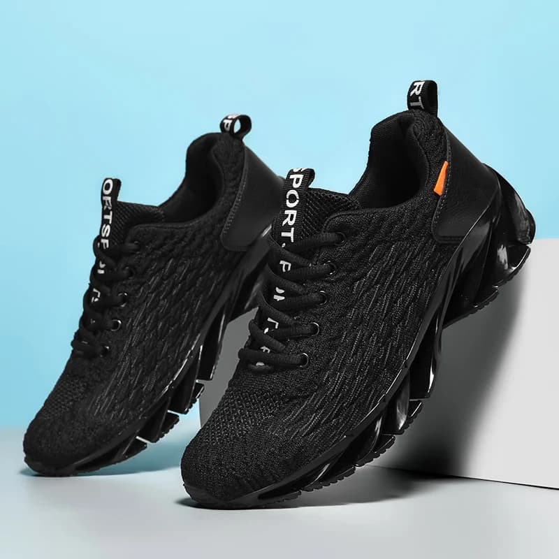 Men Fitness Gym Athletic Sneakers Breathable Mesh Elastic Cushion Light Non Slip Shock Absorb Outdoor Jogging Daily Wear Casual