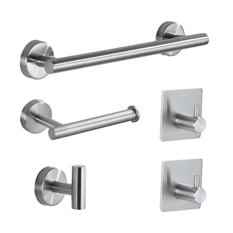 Argento Nero Gancio per accappatoio Portasciugamani Bar Rack Mensola Porta carta velina Set di accessori per il bagno in acciaio inossidabile Accessori per il bagno