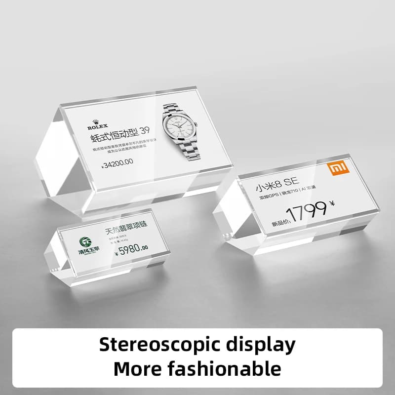 Tabellone del prezzo promozionale Etichetta del prezzo in acrilico Cartello da tavolo in piedi Poster pubblicitario Stand Etichettatura del prezzo delle merci