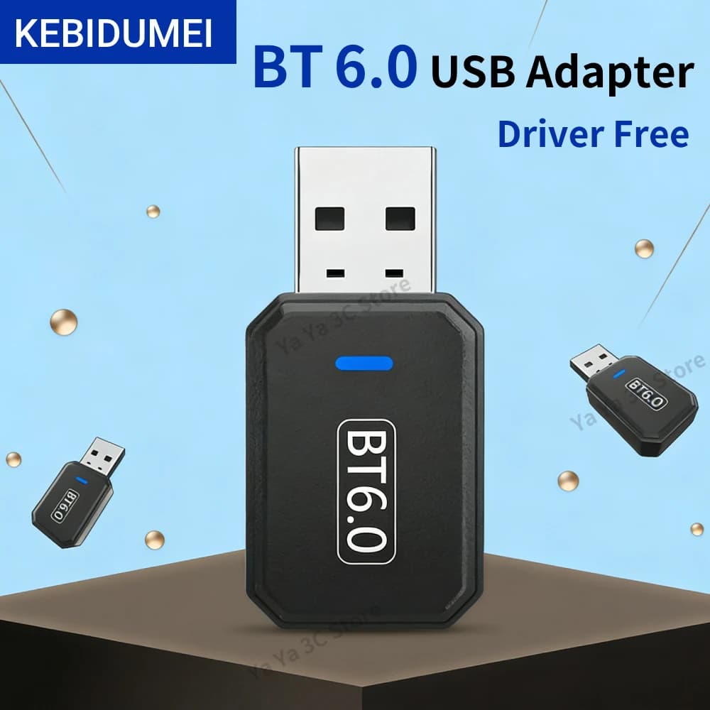 KEBIDUMEI Adattatore USB Bluetooth 6.0, Trasmettitore e Ricevitore Audio Wireless per Altoparlanti, Mouse, Tastiera, PC, Laptop, Senza Driver