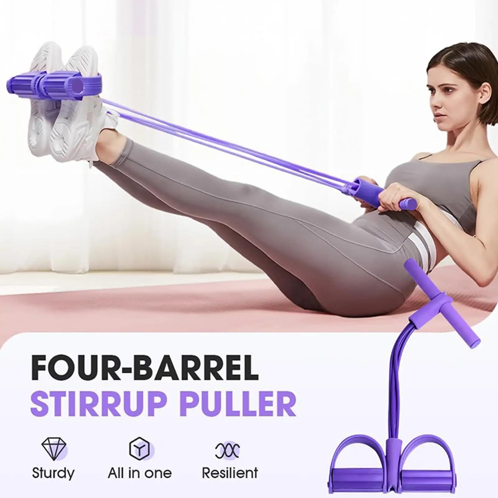 Fitness Resistance Fax 4 Tube Pedal Extruder Handles for Exercise Resistance Bands Corda Attached Training Equipment for Home Sitting
