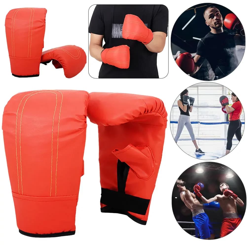 Professional Boxing Gloves PU Leather Kick Boxing Gloves Wear Resistant Punching Training Gloves Adults Kids Sports Supplies