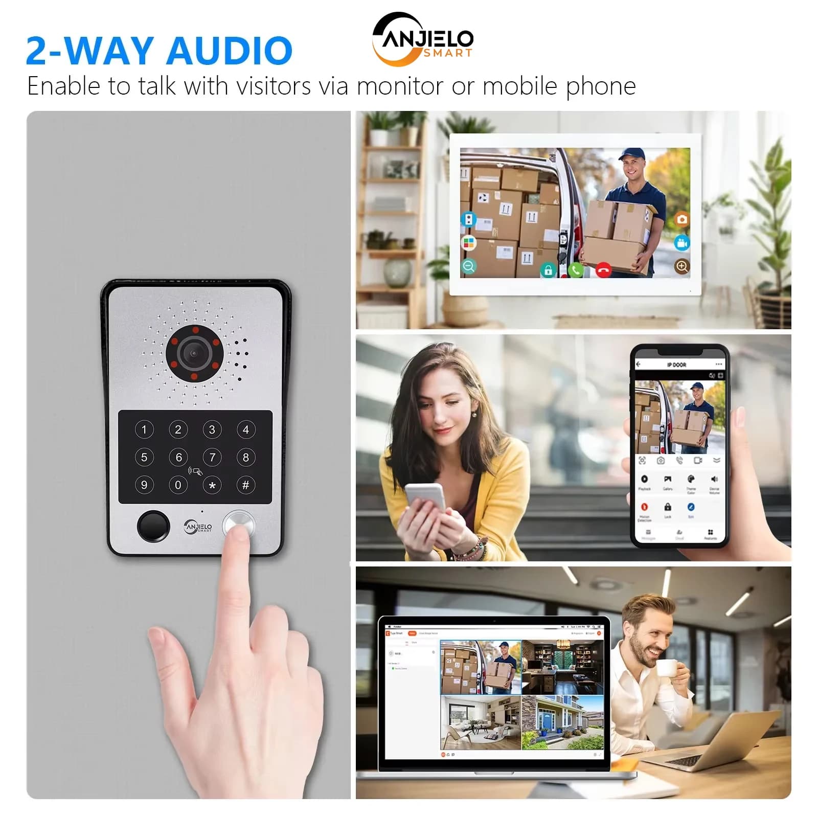 ANJIELO1080P tuya 7/10 pollici touch sblocco campanello videocitofono citofono domestico con schermo citofono appartamento citofono