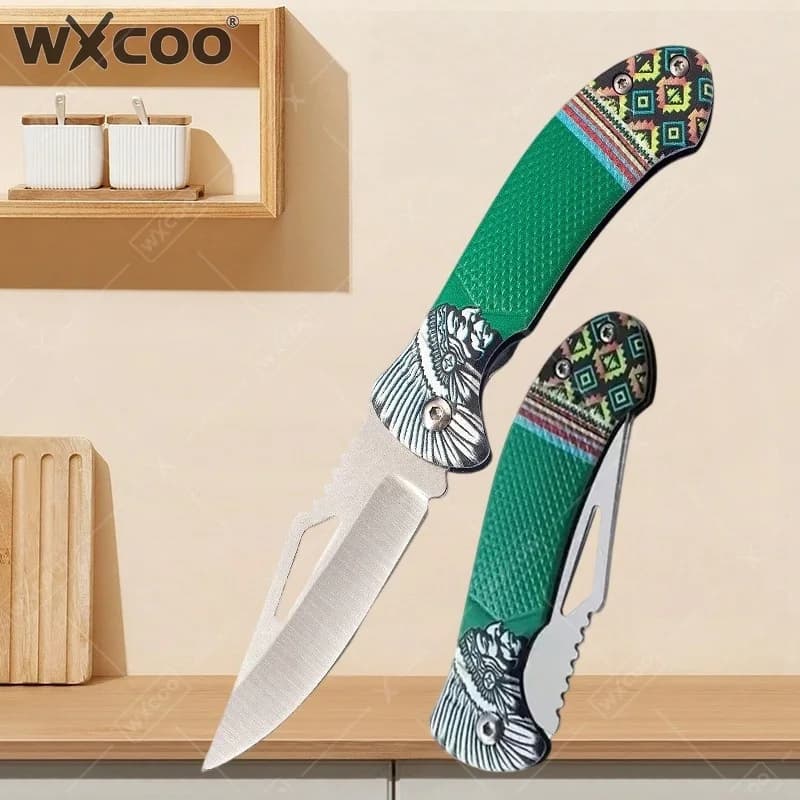 Coltello Pieghevole WXCOO in Acciaio Inossidabile, Coltello da Cucina per Verdure, Accessori, Pelapatate, Mannaia per Carne, Coltello Tascabile da Cucina