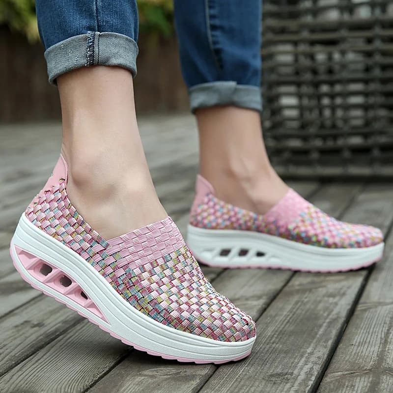 Sneakers da Donna Casual con Zeppa e Plateau, Scarpe Intrecciate Traspiranti, Tenis, Zapatillas, Chaussure Femme