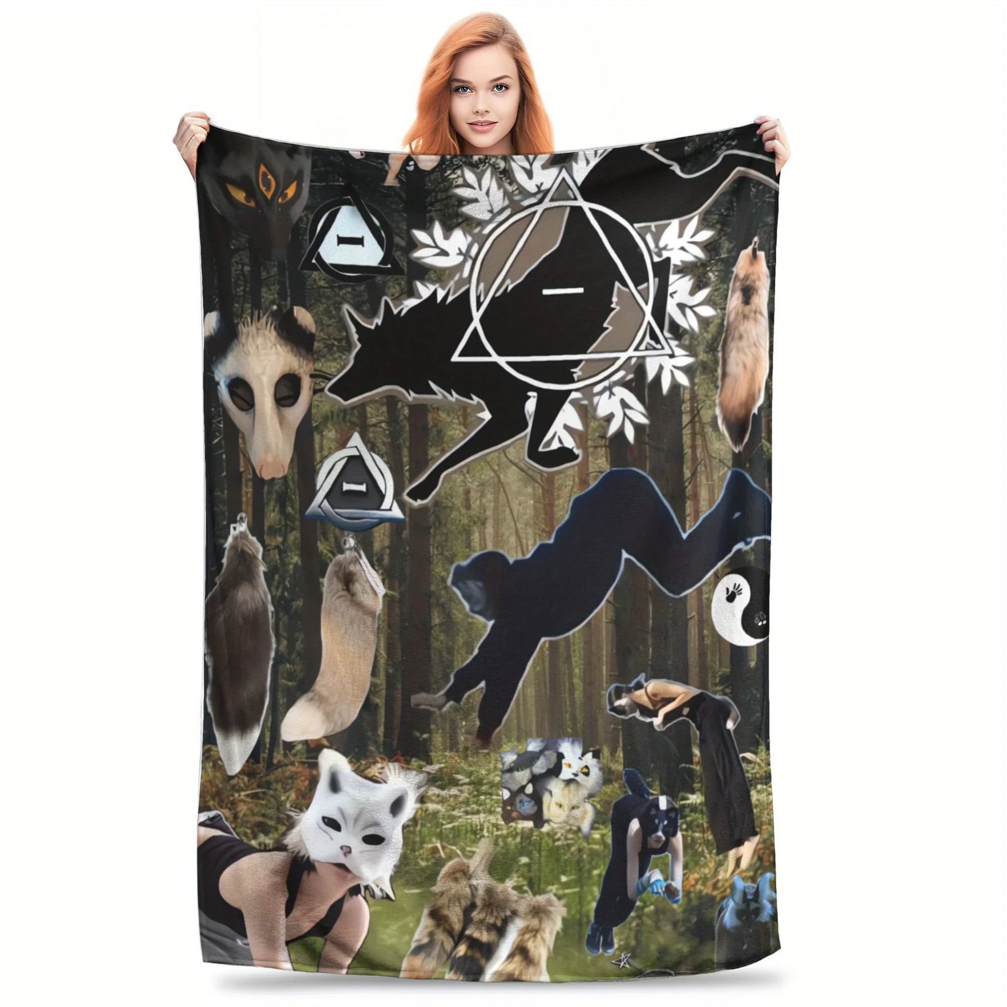 Coperta in Flanella a Tema Lupo, Perfetta per Divano, Camera da Letto, Ufficio, Viaggi, Pisolini, Picnic, Regalo