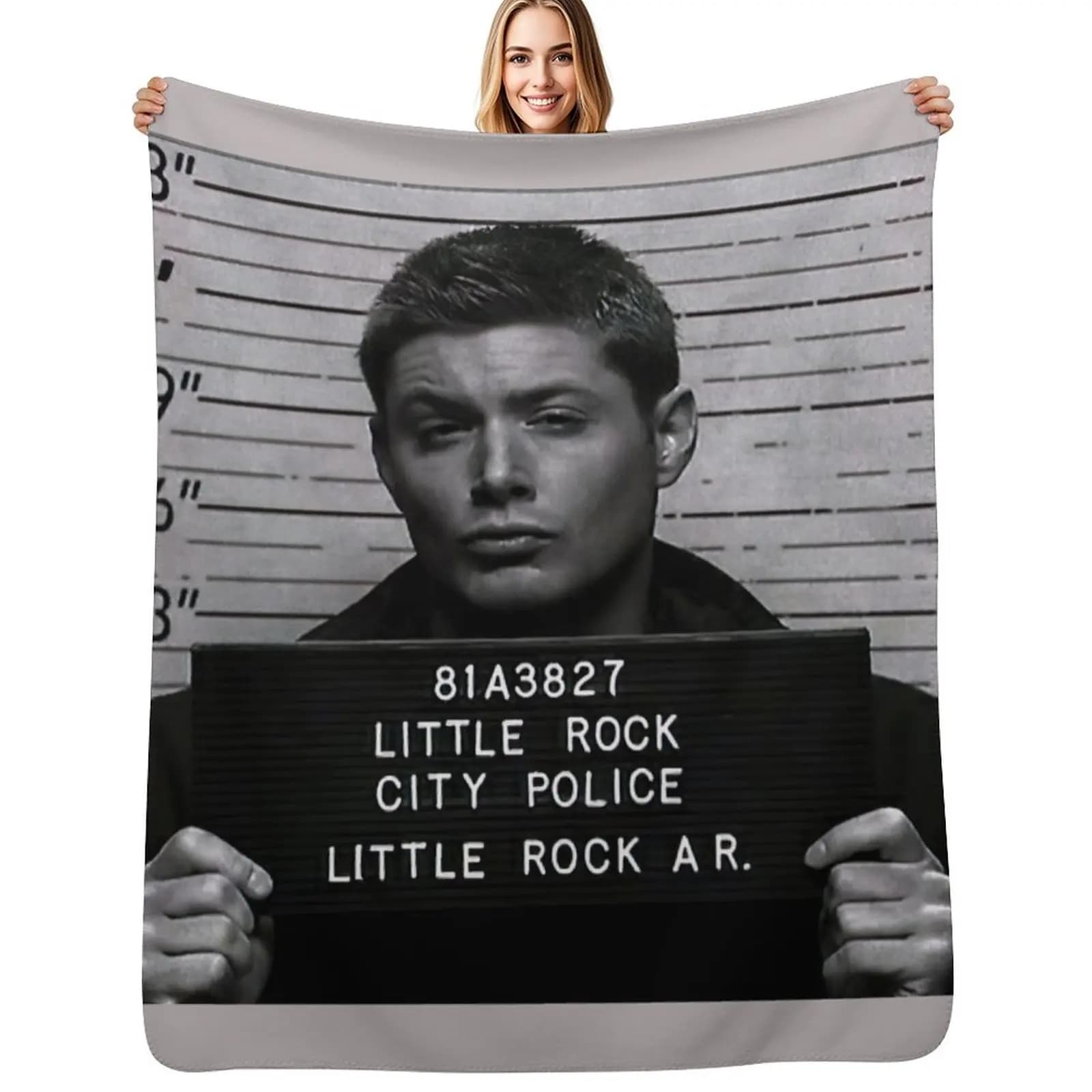 Supernatural - Dean Winchester Mugshot Throw Blanket Multi-Purpose Comforter Shaggy For Sofa Thin Sleeping Bag Blankets