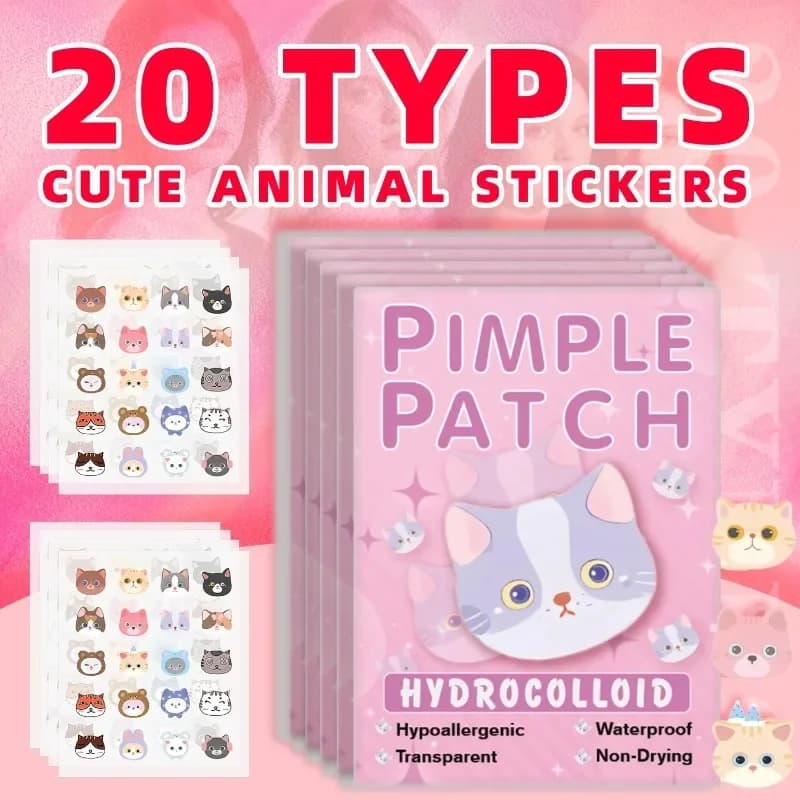 2 pieces of plasters for the cat-shaped acne of cartoons, patches for face acne, covering patches for acne and patches for pimples. Ultra-thin and breathable