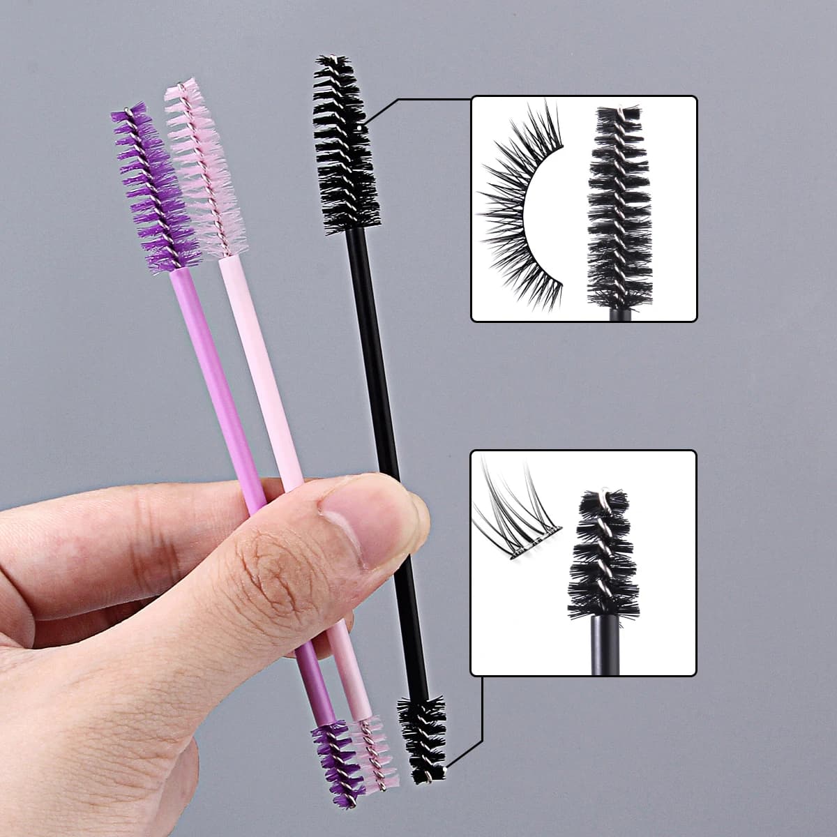 20PCS Double-Ended Eyelash Spoolies, Dual Head Mascara Wands Fit Eyelid Curvature Lash & Eyebrow Grooming Brushes Free Shipping