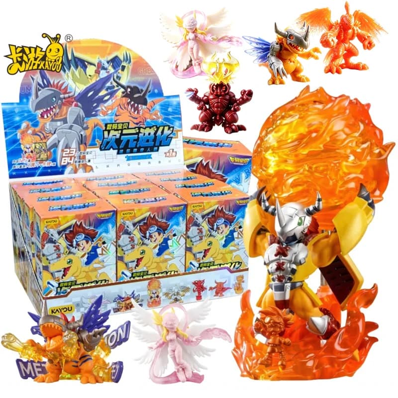 KAYOU Digital Monster Mini Rubber Blind Box Figure Dimensional Evolution Greymon Angewomon Anime Characters Periphery Gift