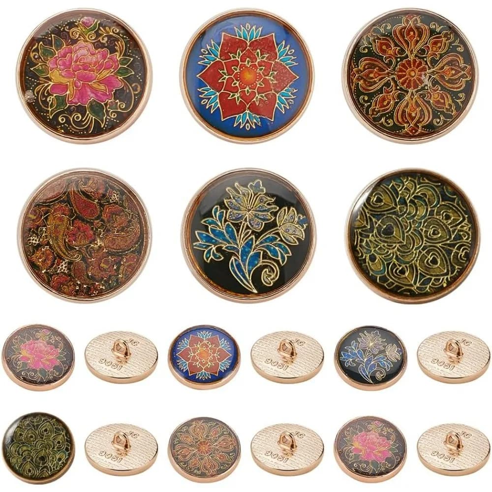 24 pezzi bottoni con gambo da donna 6 bottoni in lega di smalto fiore bottoni da cucire bottoni blazer floreali vintage per kit di creazione di vestiti artigianali