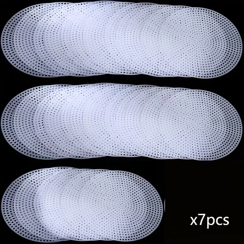 Cuscinetti rotondi in rete di plastica da 7 pezzi | Rete di plastica vuota a punto bianco per borse da lavoro a mano, uncinetto ad ago, filo da ricamo,