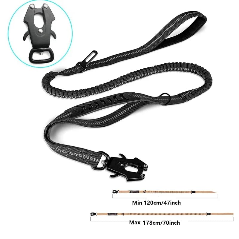 Guinzaglio per cani senza tirare Guinzagli per animali domestici riflettenti e ammortizzanti con cintura di sicurezza per auto per cani di taglia grande Guinzaglio per cani bungee tattico resistente