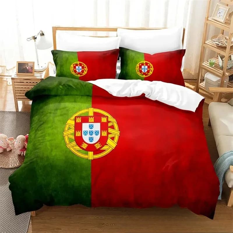 Set biancheria da letto con bandiera portogallo con stampa 3D, copripiumino, copripiumino, copripiumino, federa, king queen, dimensioni doppie, ragazzi, ragazze, adulti