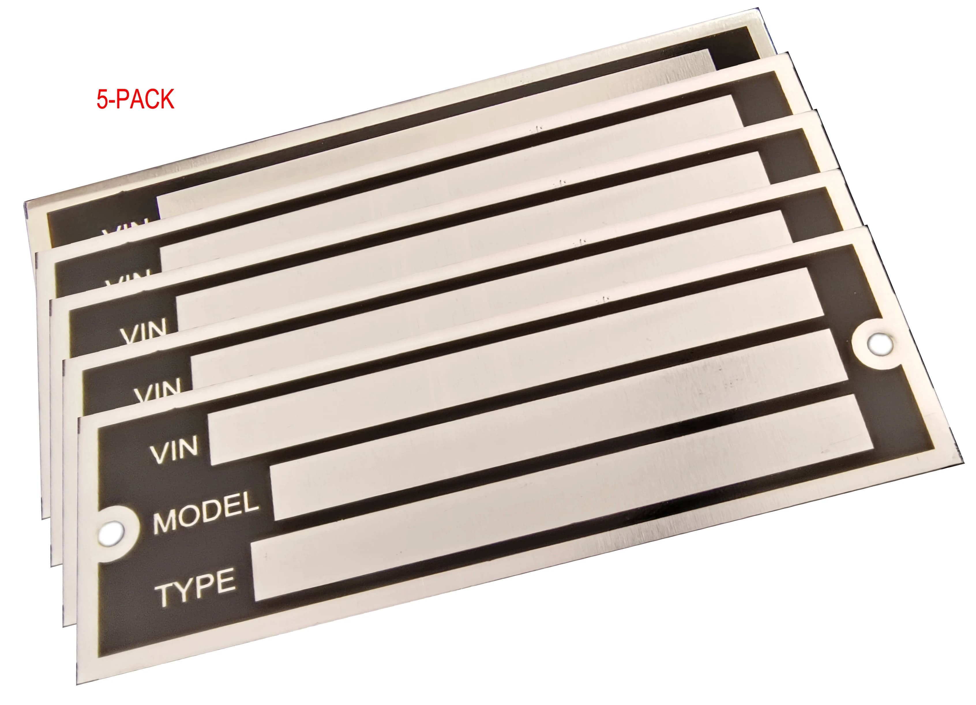 Vehicle Identification Plate, Truck, Boat, Trailer, with VIN and Assal Weight, 100mm x 33mm, Pack of 5