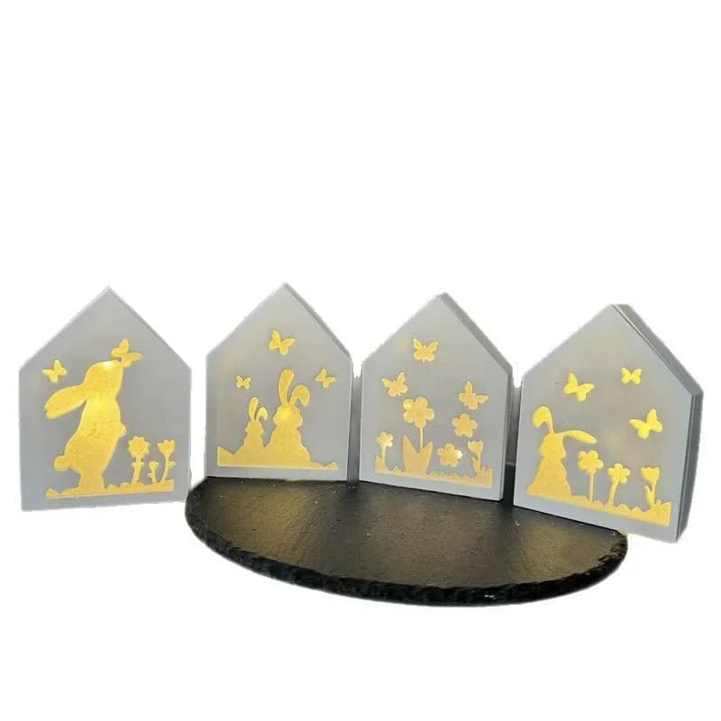 3 pezzi di coniglietto cavo decorazione della casa stampo in silicone casa di Pasqua corde luminose supporto stampo in gesso decorazioni fatte a mano