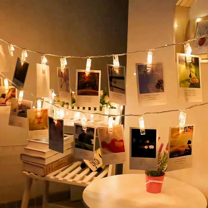 1Pack Photo Clip String Lights 10/20/30/40Led Luci leggiadramente per appendere immagini Carte Clip luminose Festa di laurea Decorazione di nozze