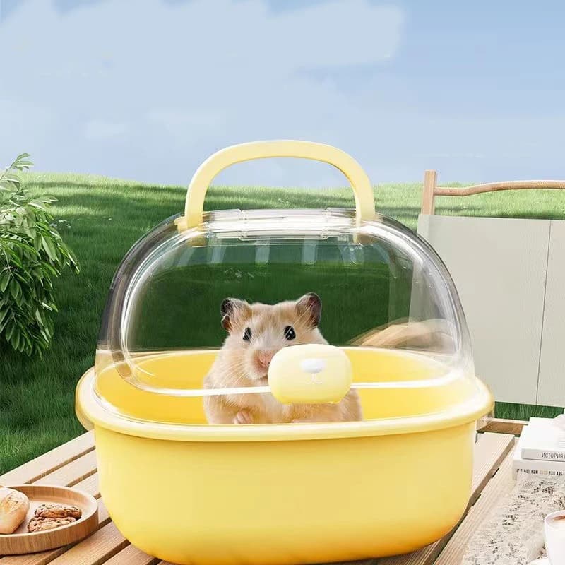 Portable Hamster Carrier Cage Small Pet Travel Outdoors Transparent Acrylic Travel Cage for Hamster Parrot Bird with Handle