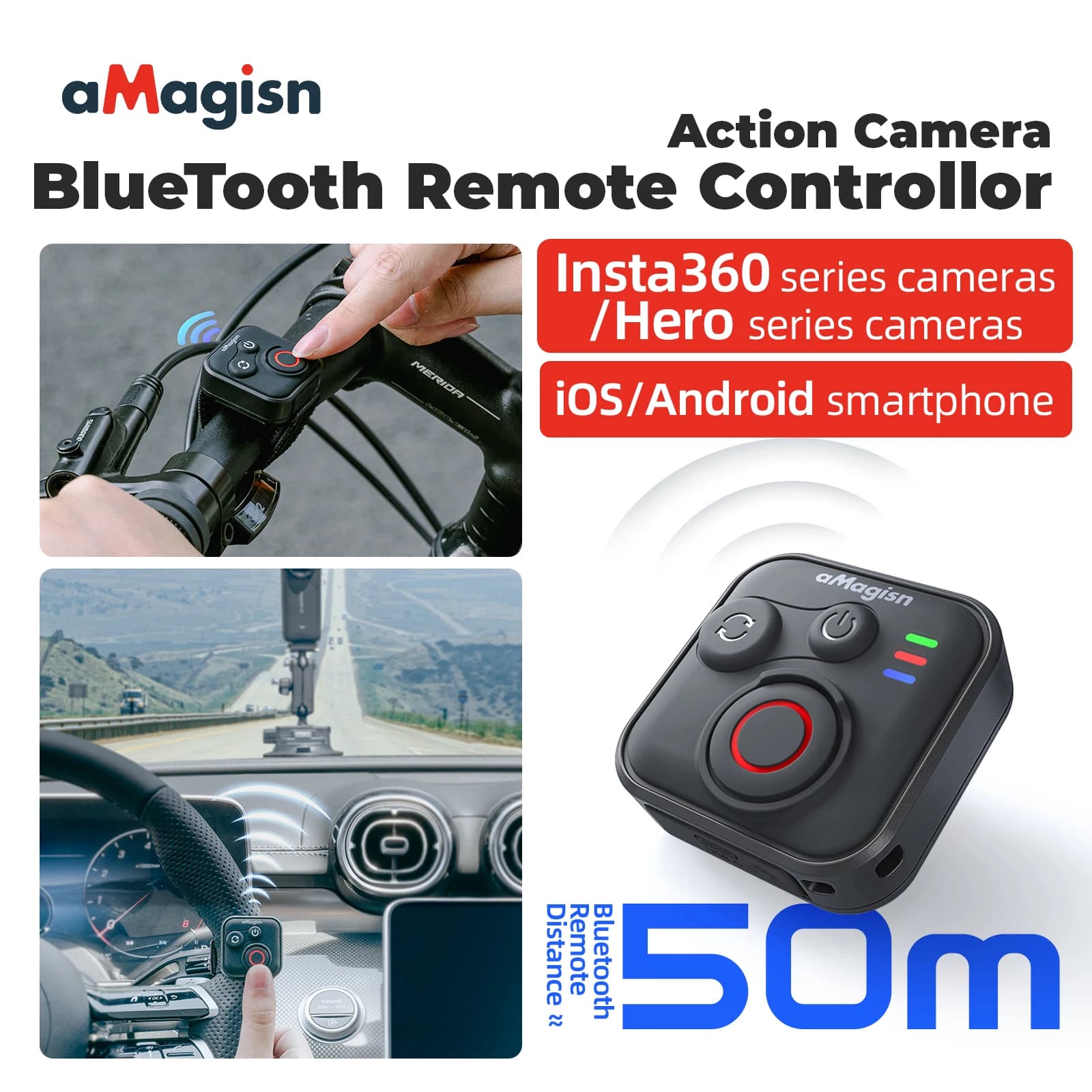 Bluetooth wireless remote control for Insta360 X5/X4/Ace Pro 2/Ace Pro/Go 3S Shoot Controller for Gopro Hero 13 12 camera