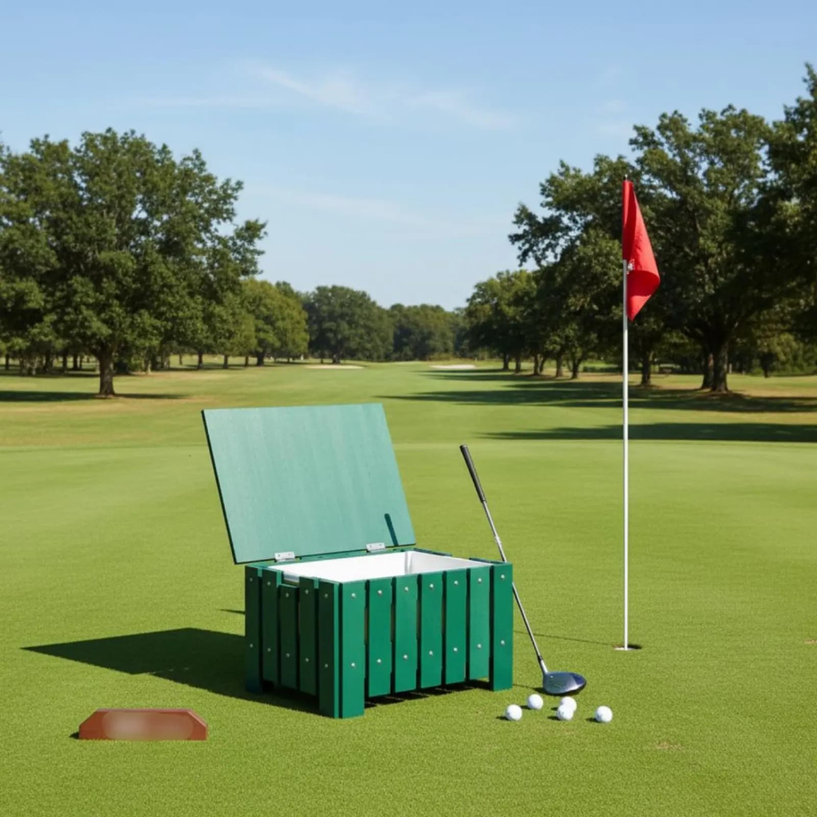 Contenitore Combinato Rotondo in Plastica e Legno per Sabbia da Campo da Golf, Resistente alle Intemperie, con Coperchio, per Riparazione del Prato, Robusto per Esterni
