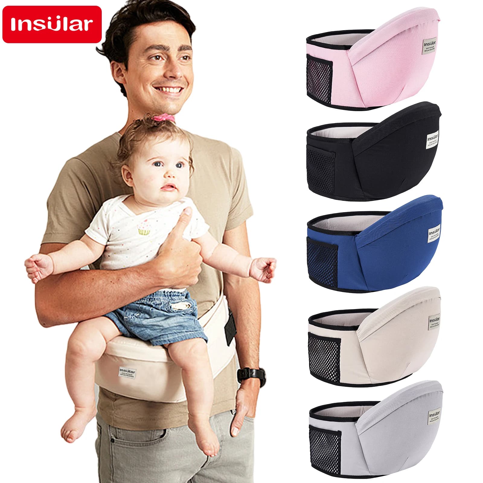Marsupio Sgabello in vita Camminatori Marsupio per marsupio Cintura per marsupio Zaino Cintura per seggiolino per bambini Regolabile per trasporto anteriore Seggiolino per bambini