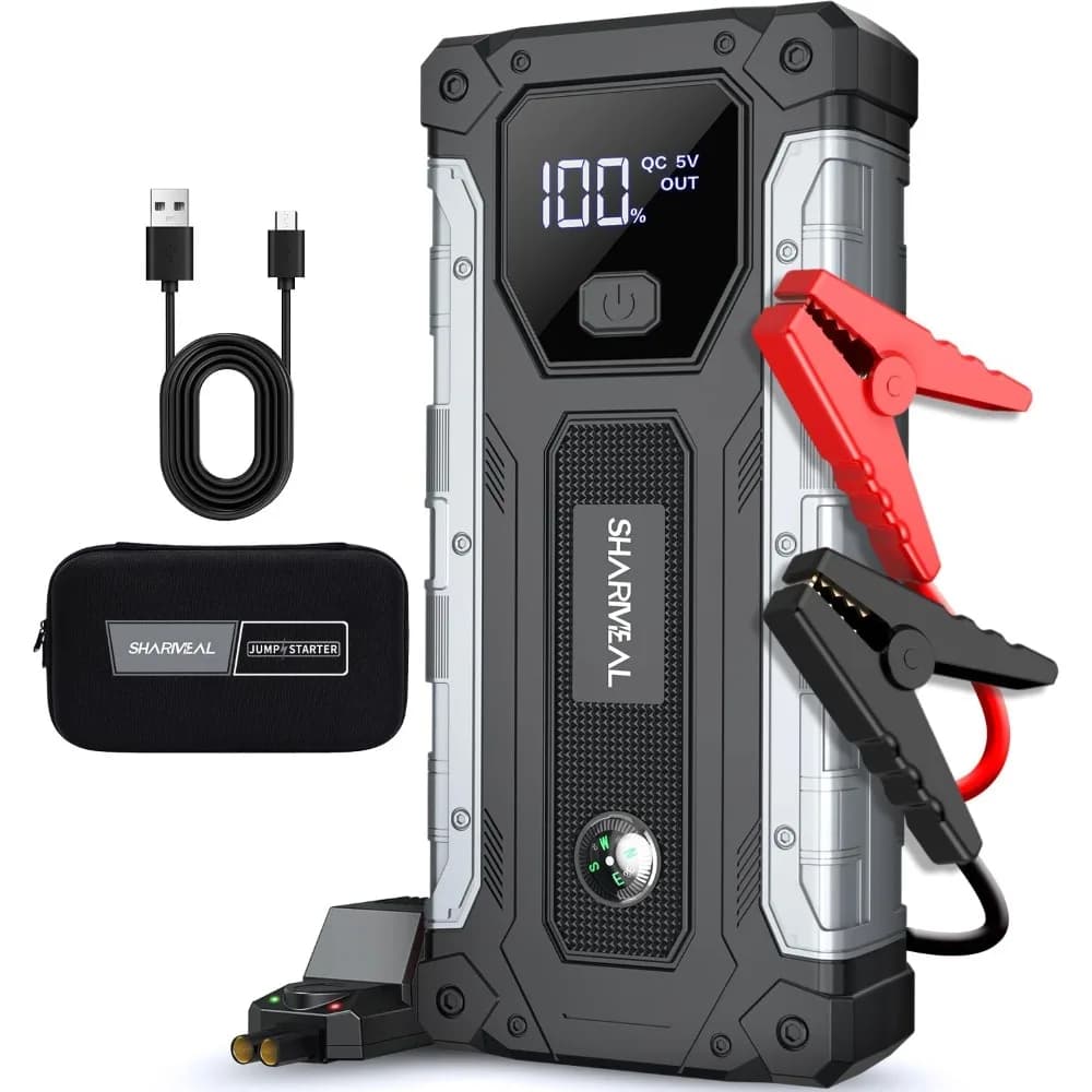 Avviatore di emergenza per auto 3000A, pacco batteria di avviamento di emergenza per motori diesel fino a 9,0 litri a gas e 7,0 litri, scatola di emergenza portatile con luce a LED