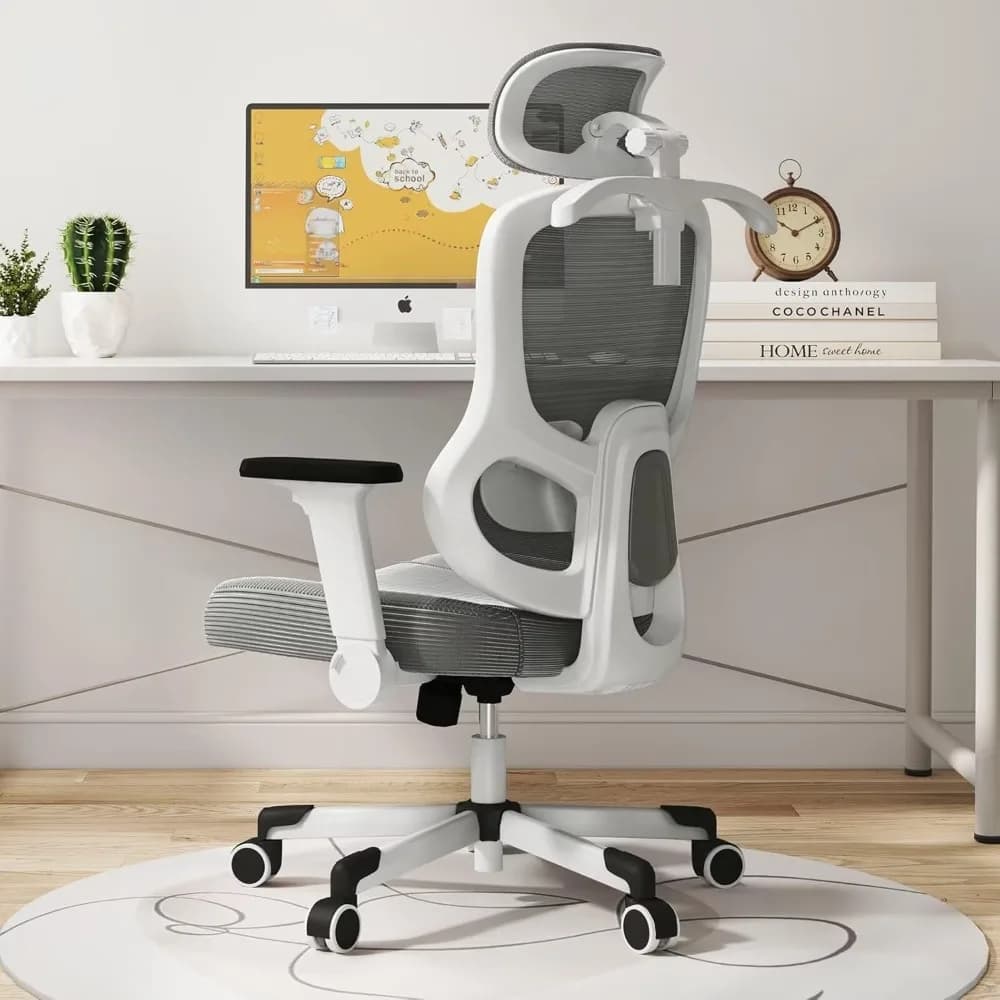 Sedia da ufficio ergonomica Sedia da gioco reclinabile Supporto lombare regolabile Bracciolo 4D Poggiatesta 6D Rete traspirante Girevole Computer C