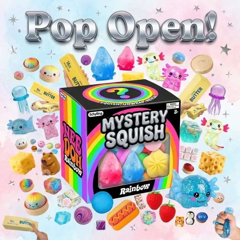 Rainbow Mystery Squish Blind Box - Sensory Squeeze Toy, Stress & Anxiety Relief Fidget Toy, Cute Surprise Pack For Teens Adults