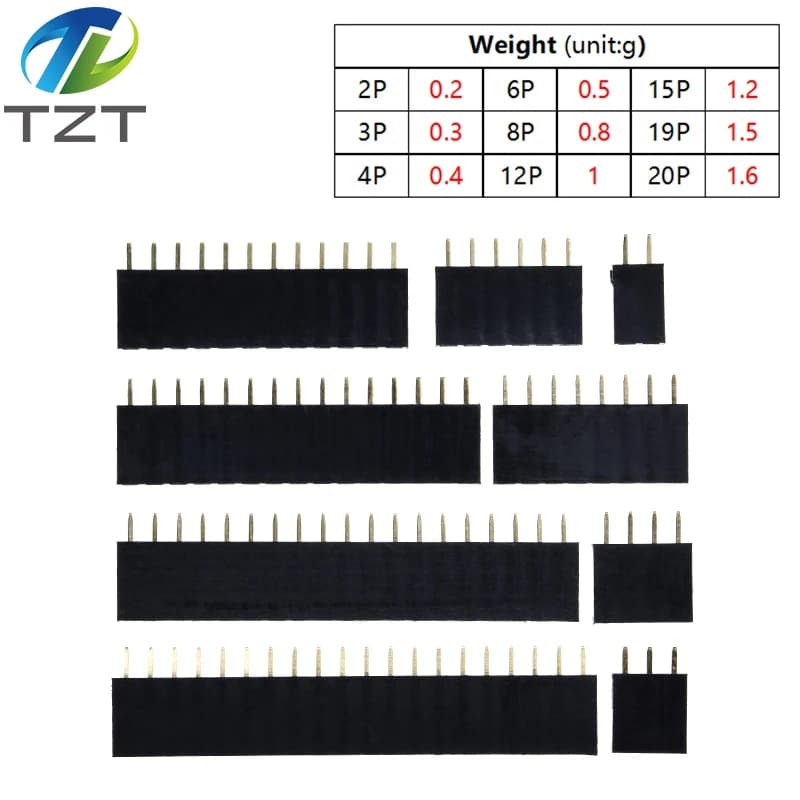 10/50PCS Singola Fila Spille femmina presa passo 2.54mm 1*2P 3P 4P 6P 8P 12P 15P 20P 40P pin connettore per Arduino