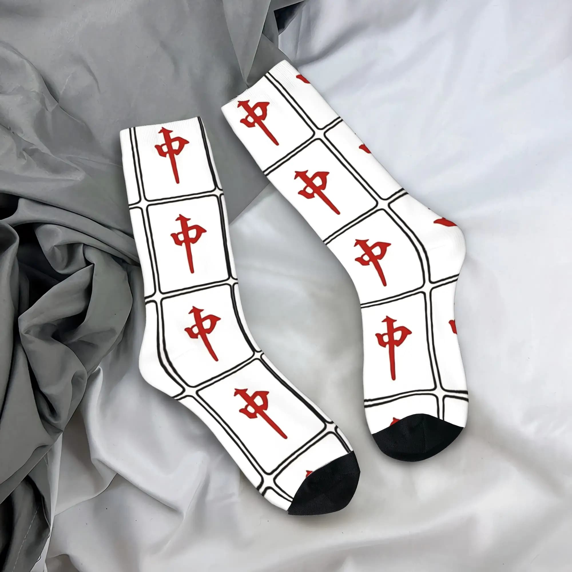 Men Socks Mahjong Tile Jung (Middle Path) Stockings Non Slip Medium Soft Socks Autumn Funny Graphic Skateboard Socks
