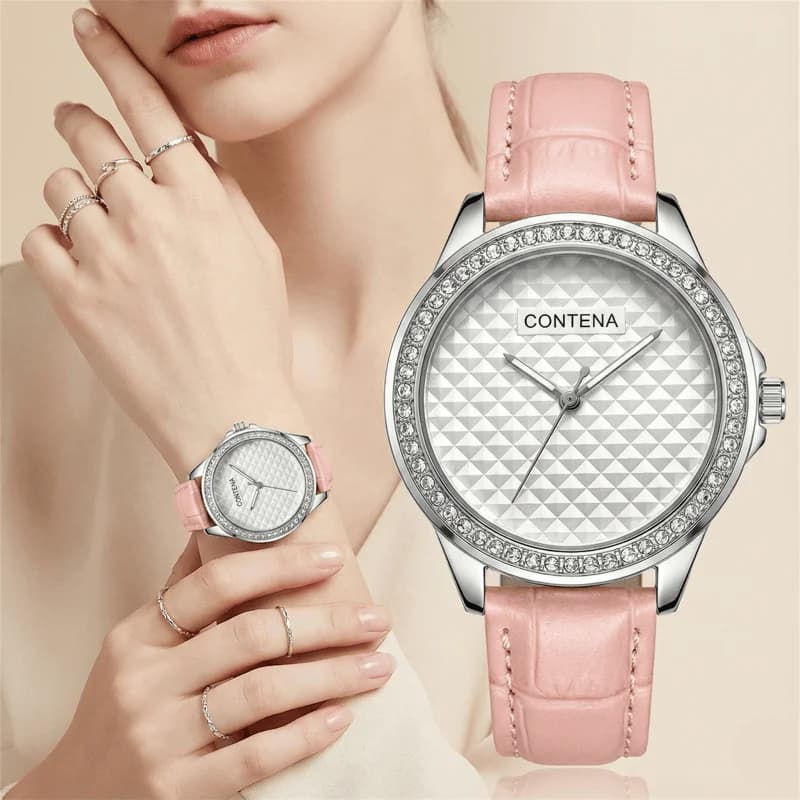 Orologi da polso al quarzo da donna in acciaio inossidabile con diamanti di lusso Orologio da donna con cinturino in pelle elegante moda Orologio femminile reloj mujer