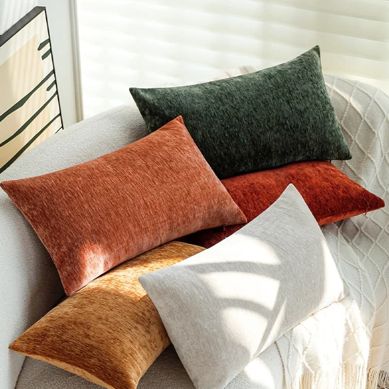 Fodera per cuscino decorativa in ciniglia solida 30x50, morbida e delicata sulla pelle, per camera da letto, soggiorno, divano, stile moderno e semplice