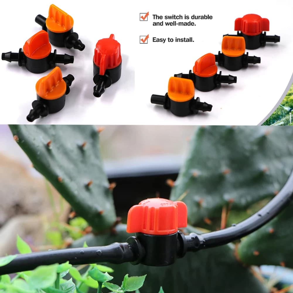 20/50 pz 1/4 ''Barb valvola di intercettazione universale irrigazione a goccia tubo di accoppiamento connettore 1/4" tubo per sistema di irrigazione giardino Acce