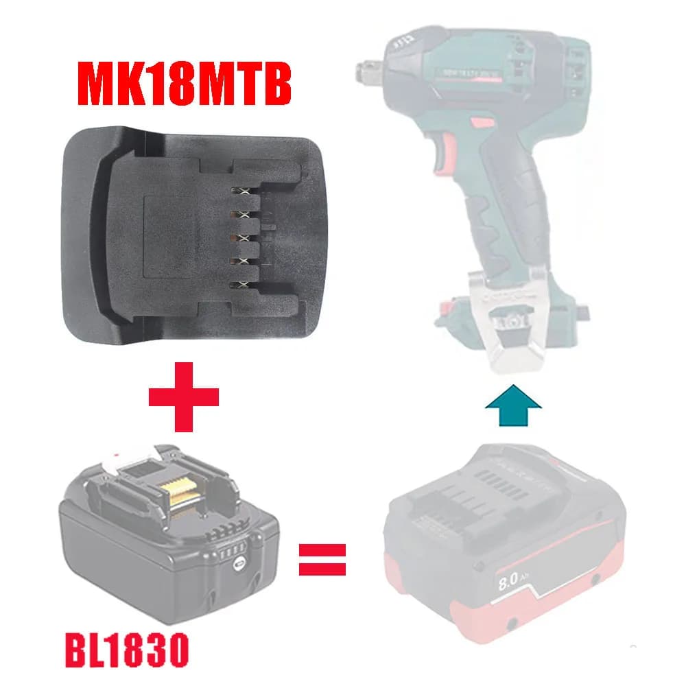 Adattatore convertitore MK18MTB per Makita 18V per batteria agli ioni di litio LXT BL1830 BL1860 per utensili elettrici al litio Metabo 18V