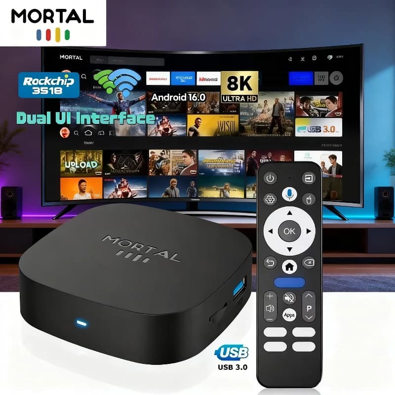 Nuovo Box TV Android 16 2026 con Rockchip RK3518, WIFI6, BT 5.4, Interfaccia UI, Lettore Multimediale 8K HD, Assistente Vocale, Set-Top Box IPTV