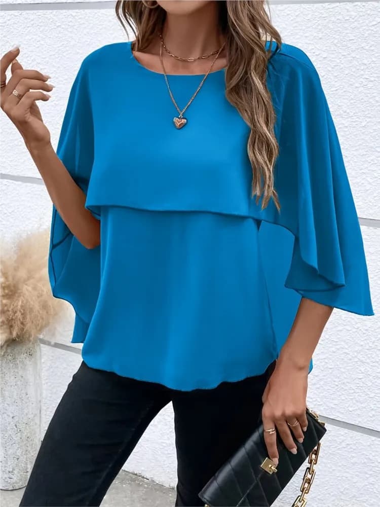 Women's Fashion Spring Autumn Fashion or Neckline Sleeves Layered Shirts Versatile Style Simple Women's blouse