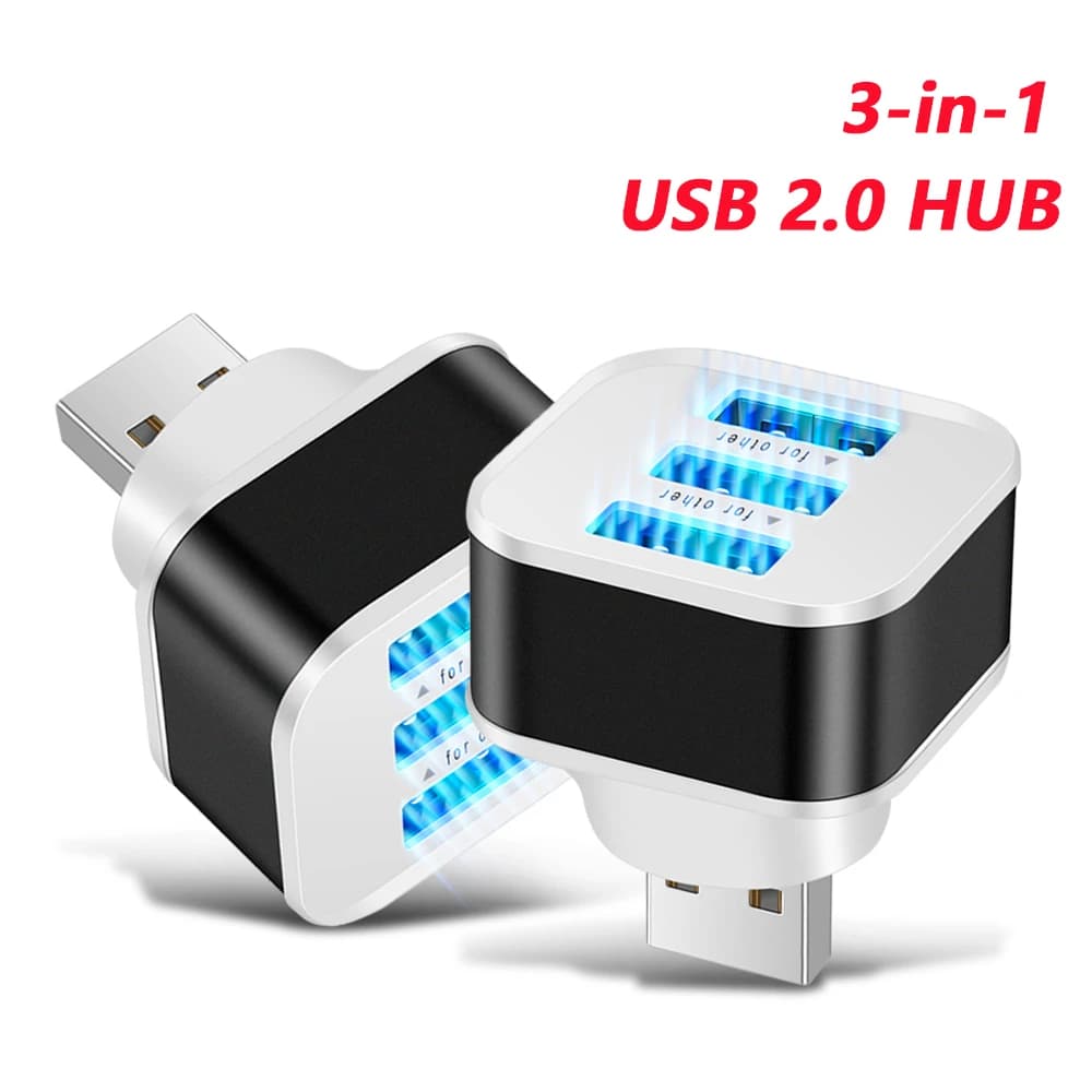 3 Port USB Slots Adaptor Extender USB 3 in 1 2.0 Multple USB Interface Extender USB Splitter Hub Auto Electronics Accessories