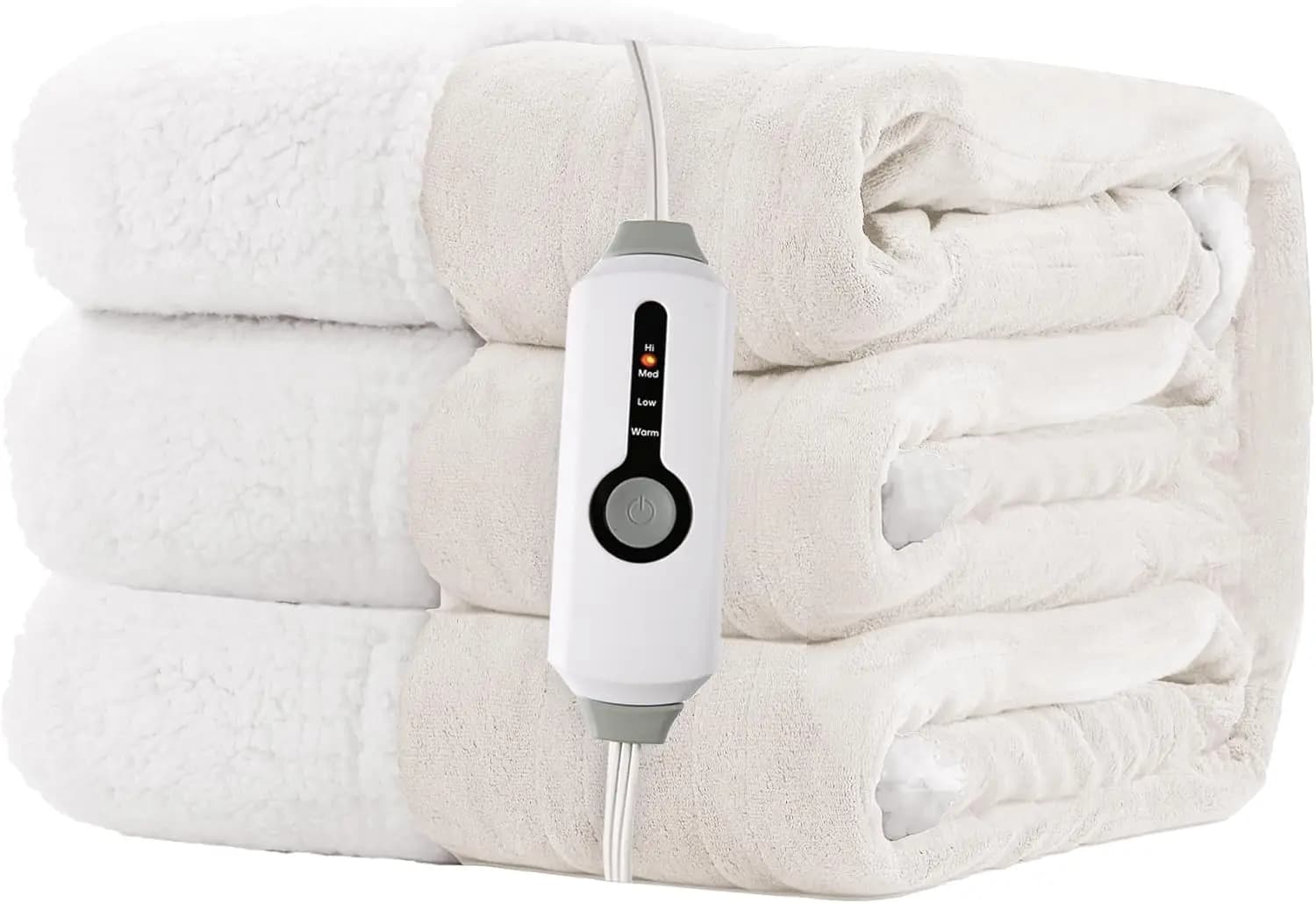 Coperta riscaldata elettrica a grandezza naturale con tessuto bifacciale, 4 impostazioni di calore, spegnimento automatico e lavabile in lavatrice