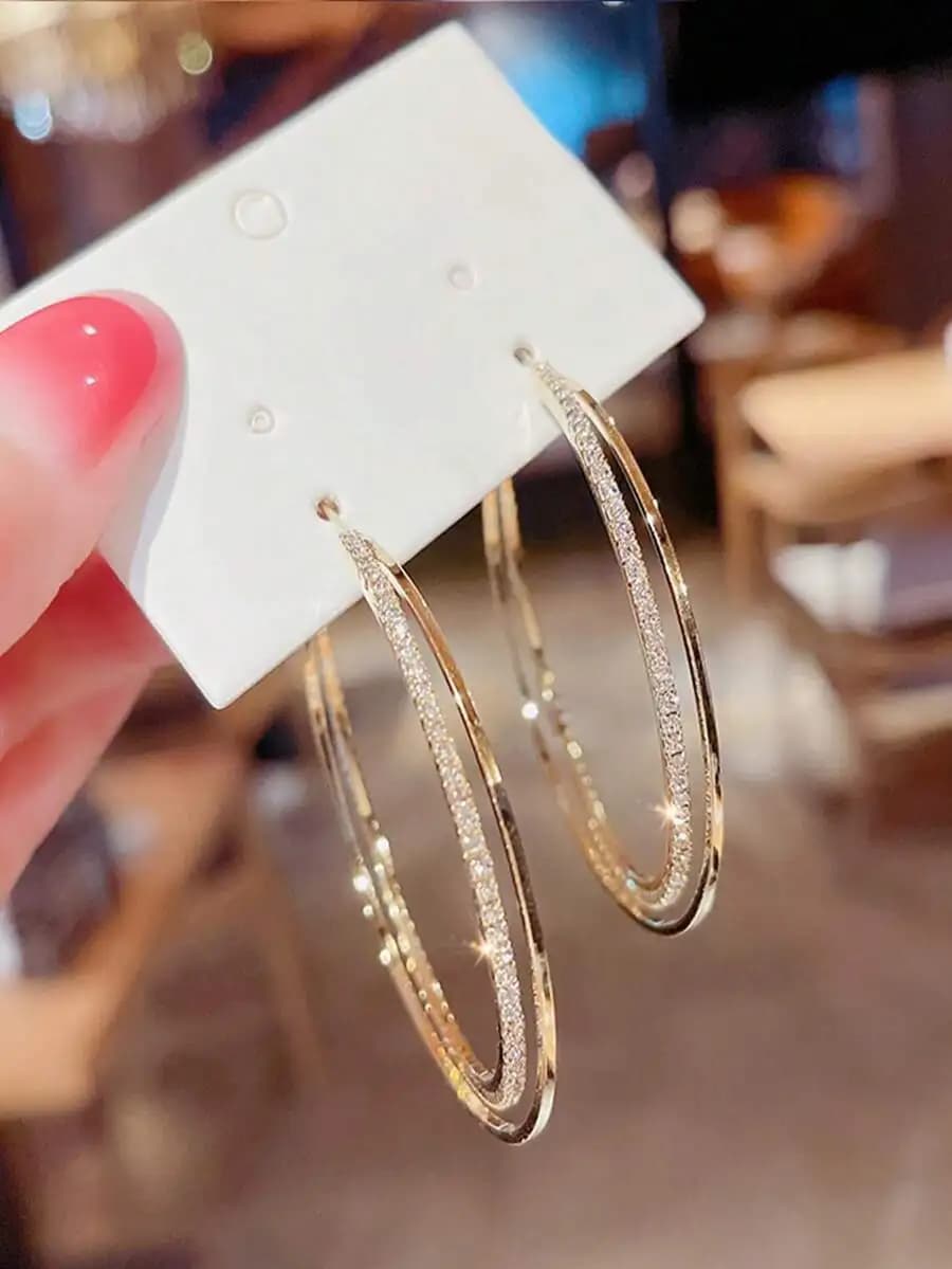 Luxury rhinestone hoop earrings for women elegant party clubbing street style big hoops