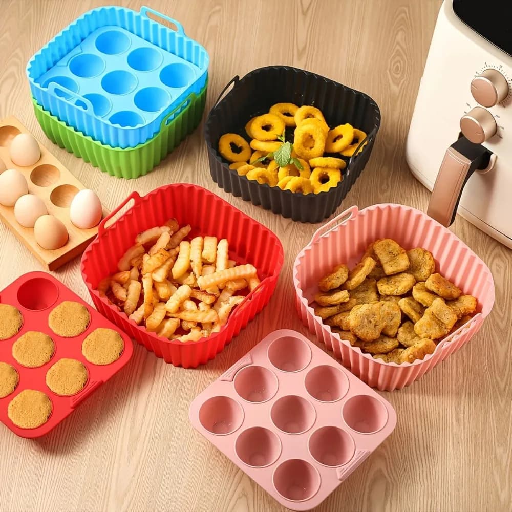 Set of 3 Pieces Silicone Roofing Machine For Air Frying Machine Heat Resistant Interior Covering Air Frying Machine for Muffin Home Oven