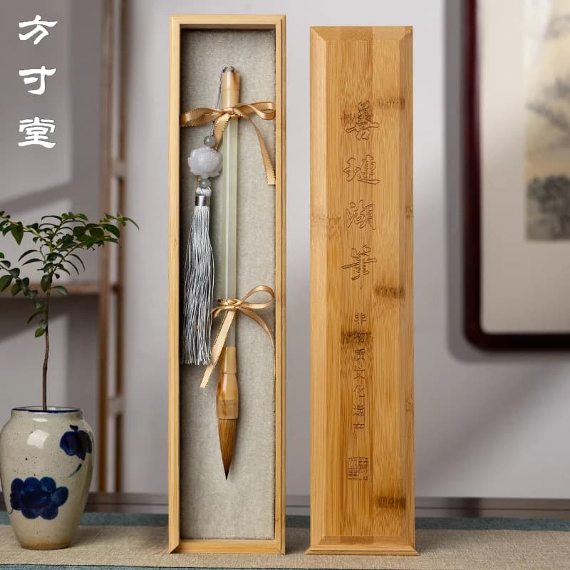 Xiuyan jade brush professional grade calligraphy special set wolf hair also hair lake pen gift box Chinese painting practice cal