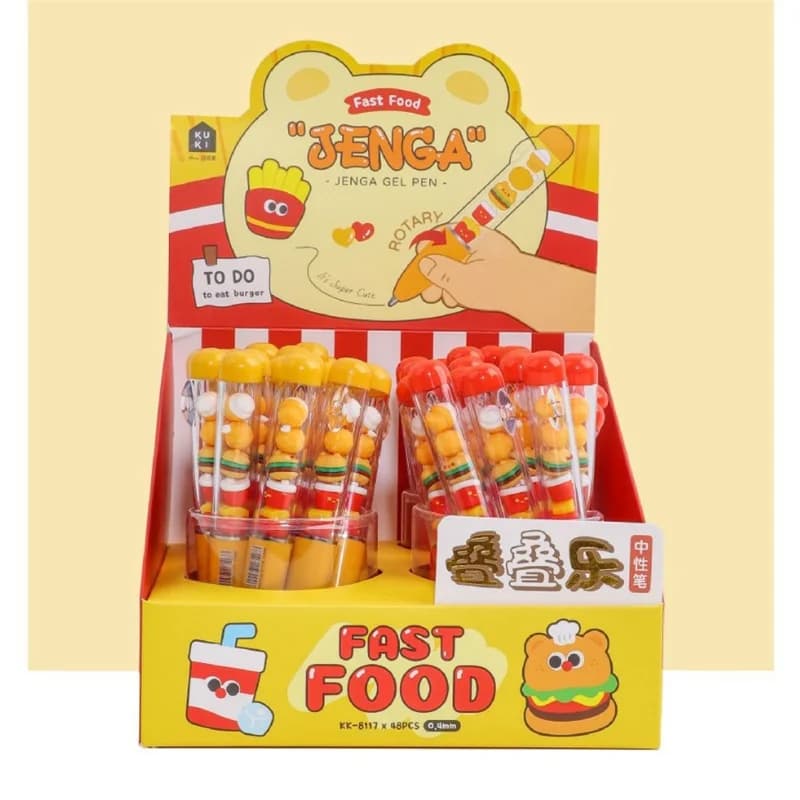24 pz/lotto Creative Burger fries Gel Pen Cute 0.5mm Black Ink Signature Pens cancelleria Gift School Writing Supplies