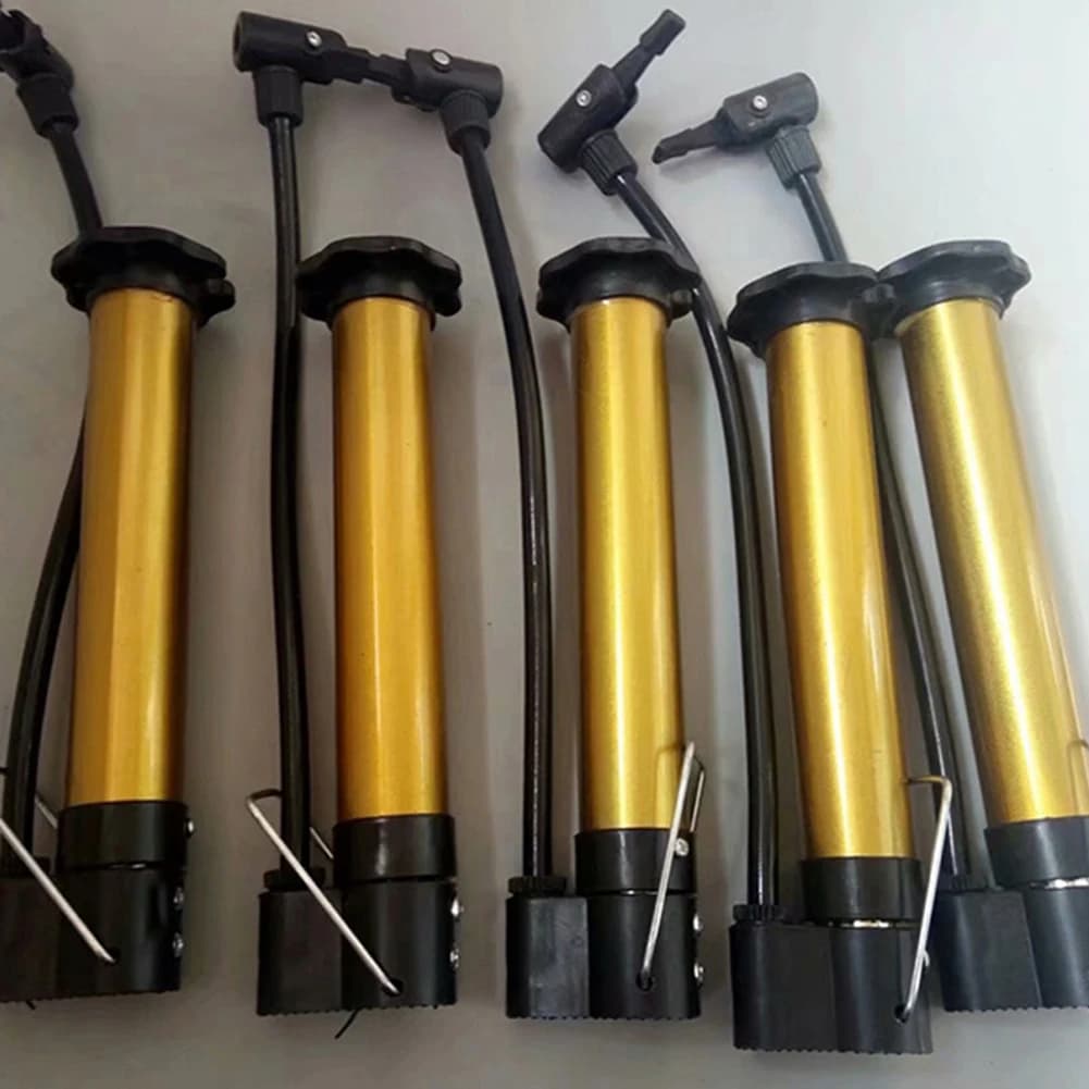 Bike Air Pump Steel PVC Construction for Bicycle Motorcycle Tyre Inflation Football Basketball Ball Pumping Gold