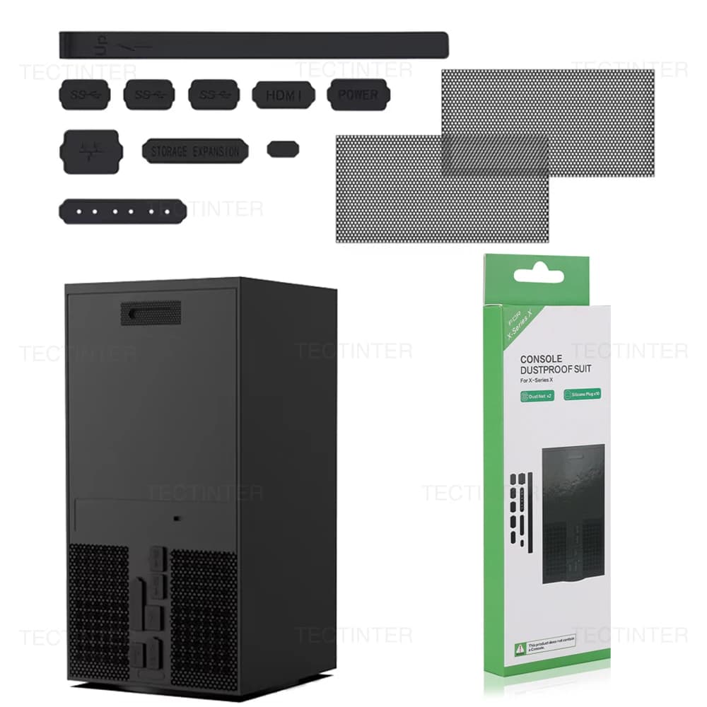 Kit protettivo Filtro antipolvere per console Xbox Series X Copertura superiore posteriore antipolvere Tappi antipolvere in silicone per accessori da gioco PS5